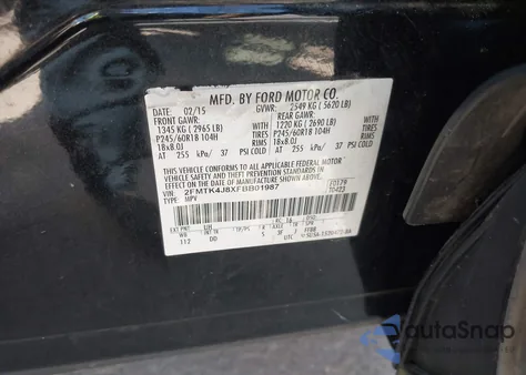 2015 Ford Edge Sel z USA, uszkodzony, nr VIN 2FMTK4J8XFBB01987